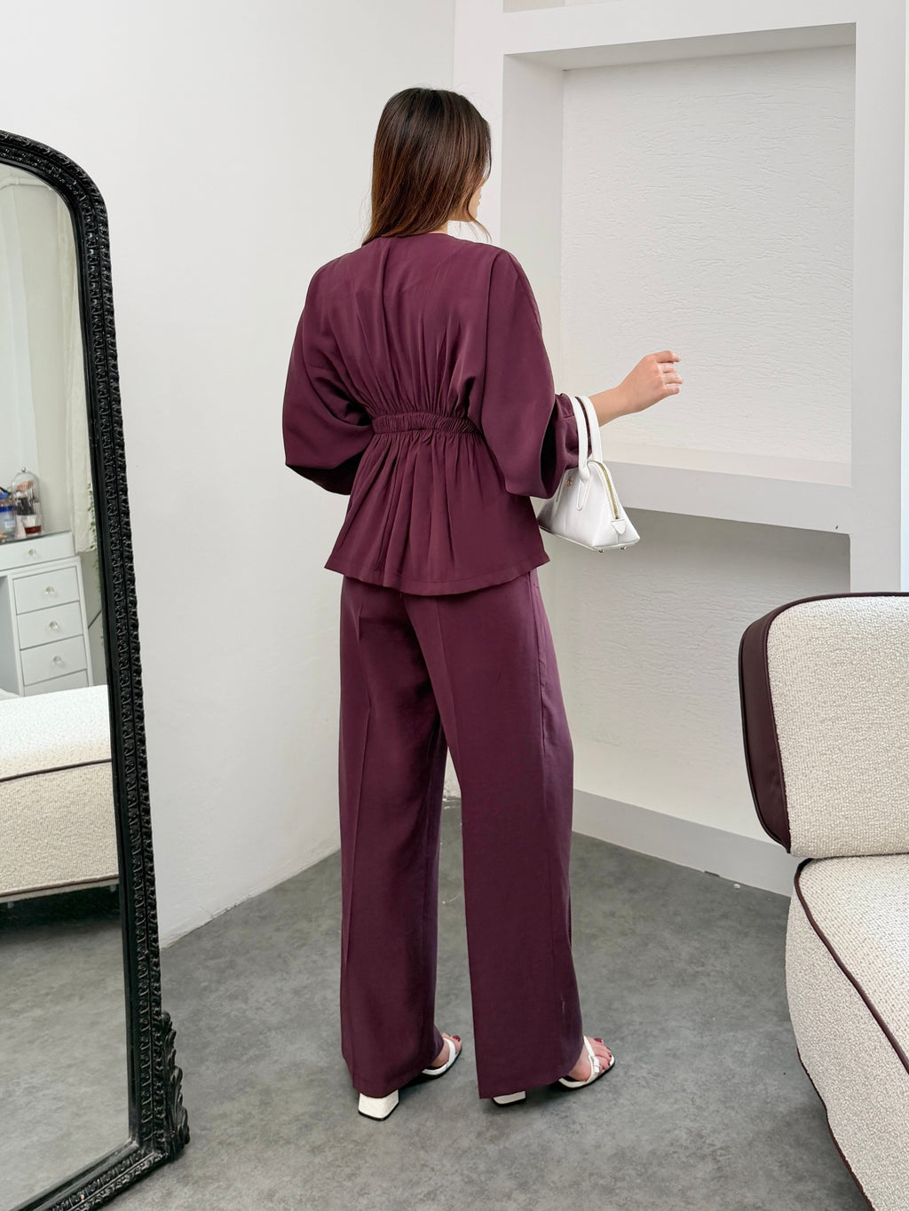 Beli Lastik Detaylı Salaş Kesim Pantolon Bluz Takım